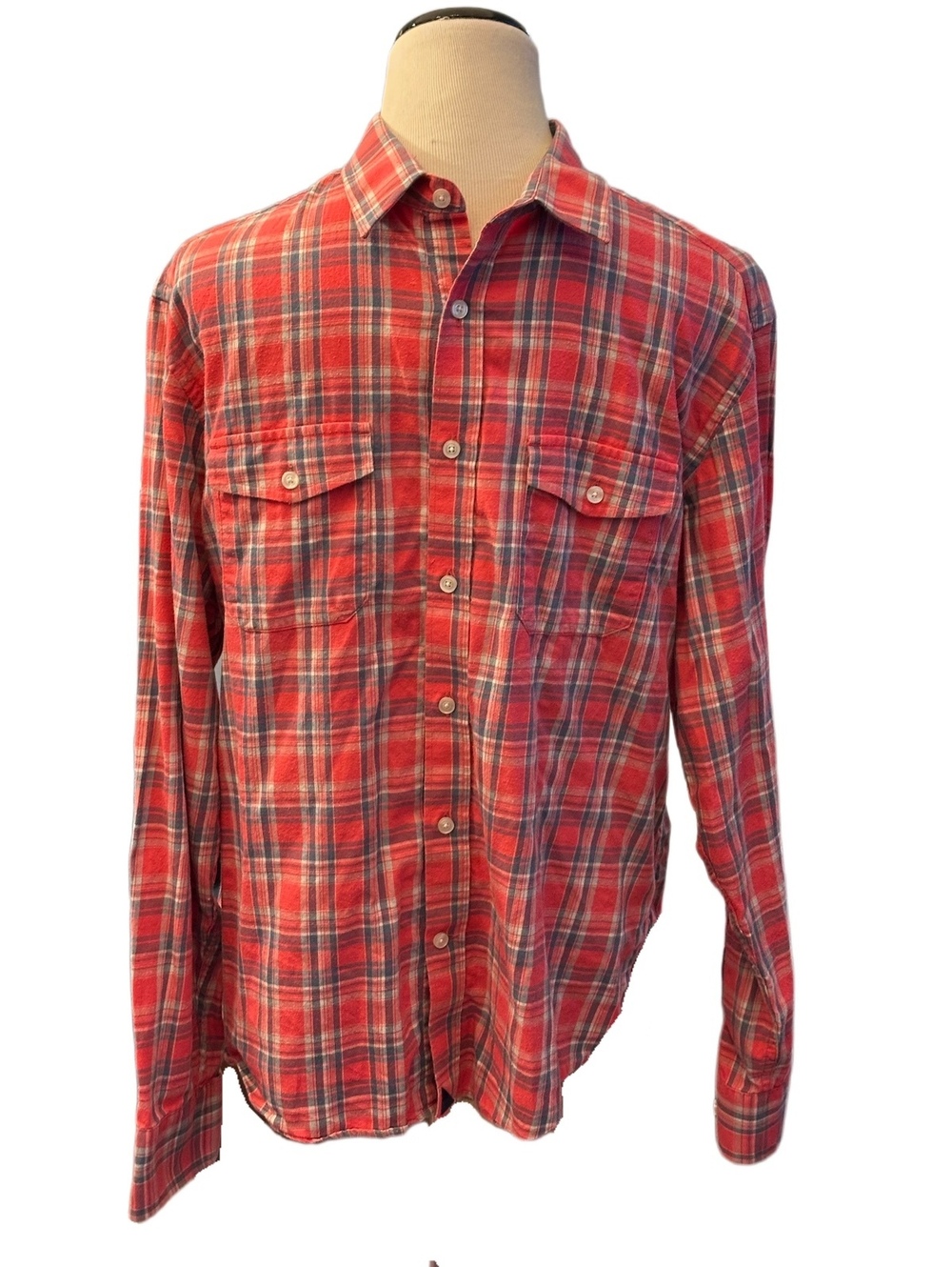 New! UNTUCKit Red Plaid Flannel Shirt Sz L